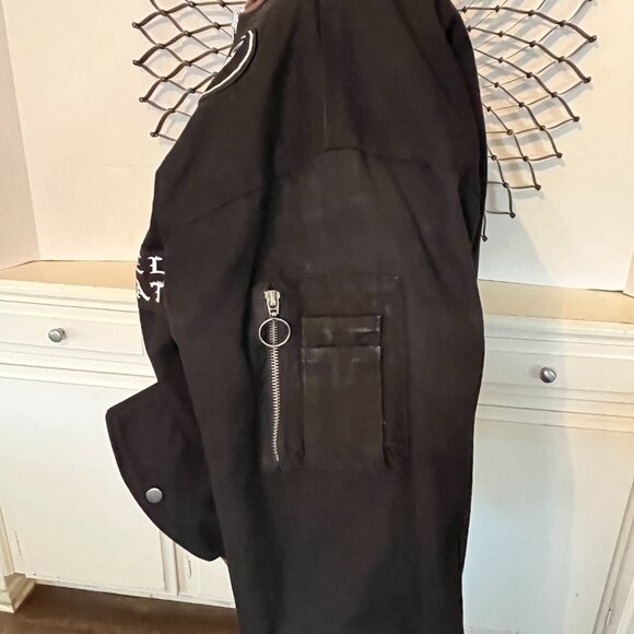 CIVIL REGIME CLOTHING Mens Reversible Patch Jacket Black Bomber/Flight Men s/XXL - Picture 11 of 16